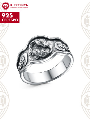 Кольцо серебро 925 пробы, покрытие - оксидирование, без вставок