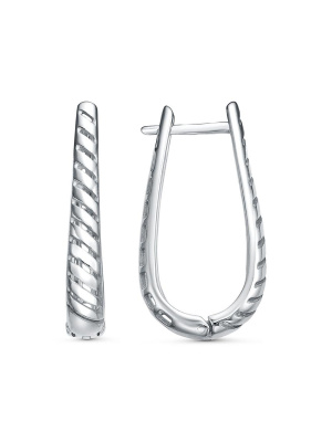 Серьги серебро 925 пробы, покрытие - родирование, отделка - алмазная грань, без вставок