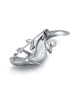 Брошь бижутерия, покрытие - платинирование, вставка - стекло ювелирное preciosa