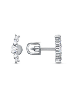 Серьги серебро 925 пробы, покрытие - родирование, вставка - фианит (недрагоценный камень)