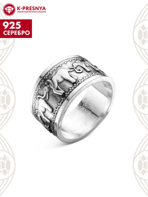 Кольцо серебро 925 пробы, покрытие - оксидирование, без вставок